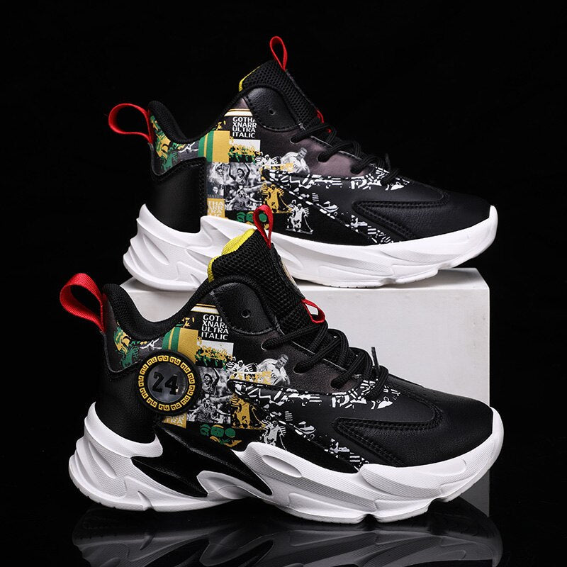 Hot Sale Brand Boys Basketball Shoes for Kids Sneakers Non-Slip Children Sports Shoes Breathable Mesh Basketball Sneakers Child