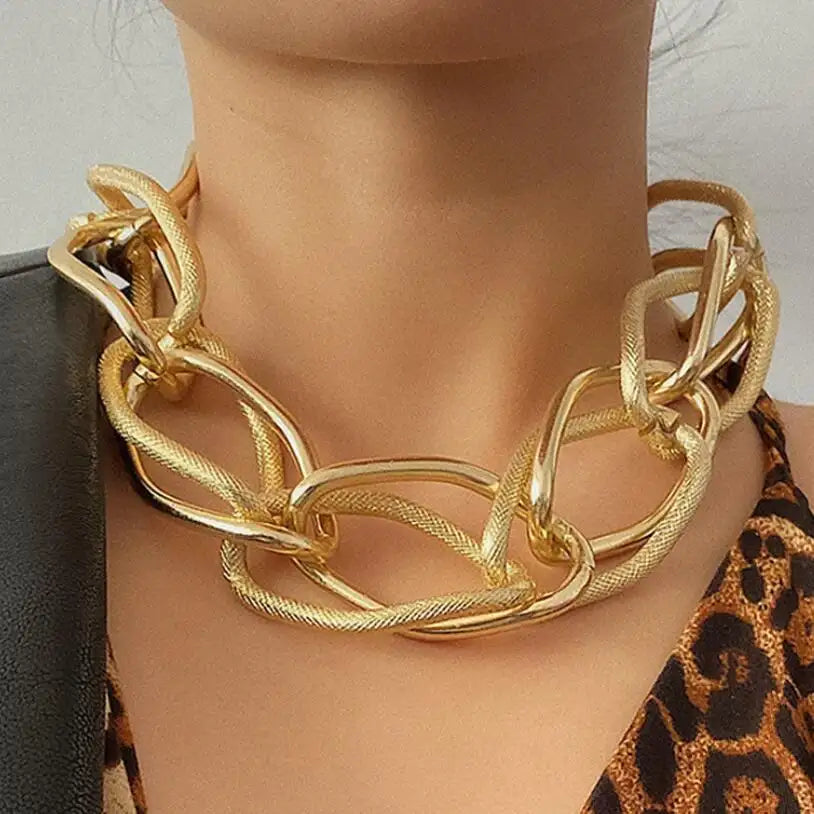 Alloy Thick  Gold/silver Large Chain Necklace