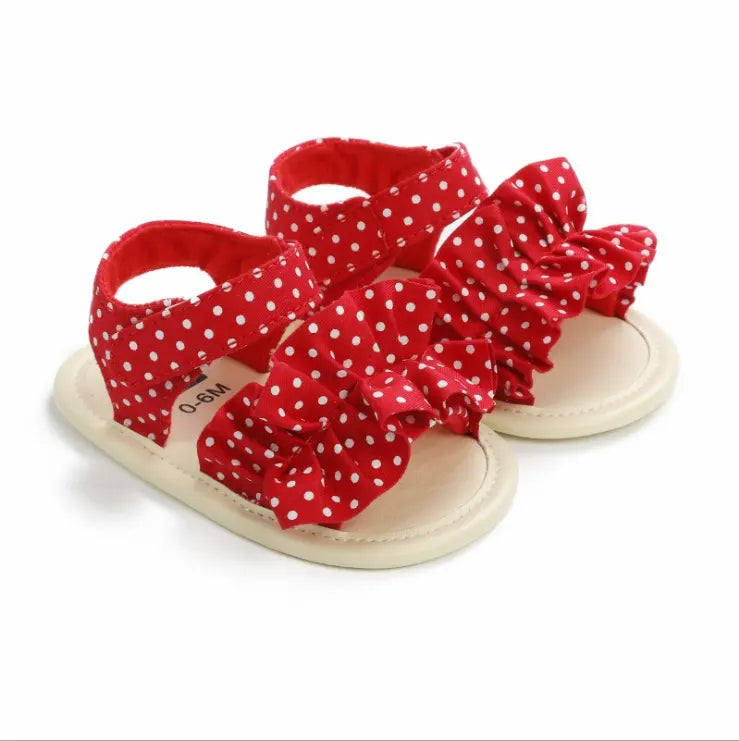 Red And Black Dots Print Toddler Sandal