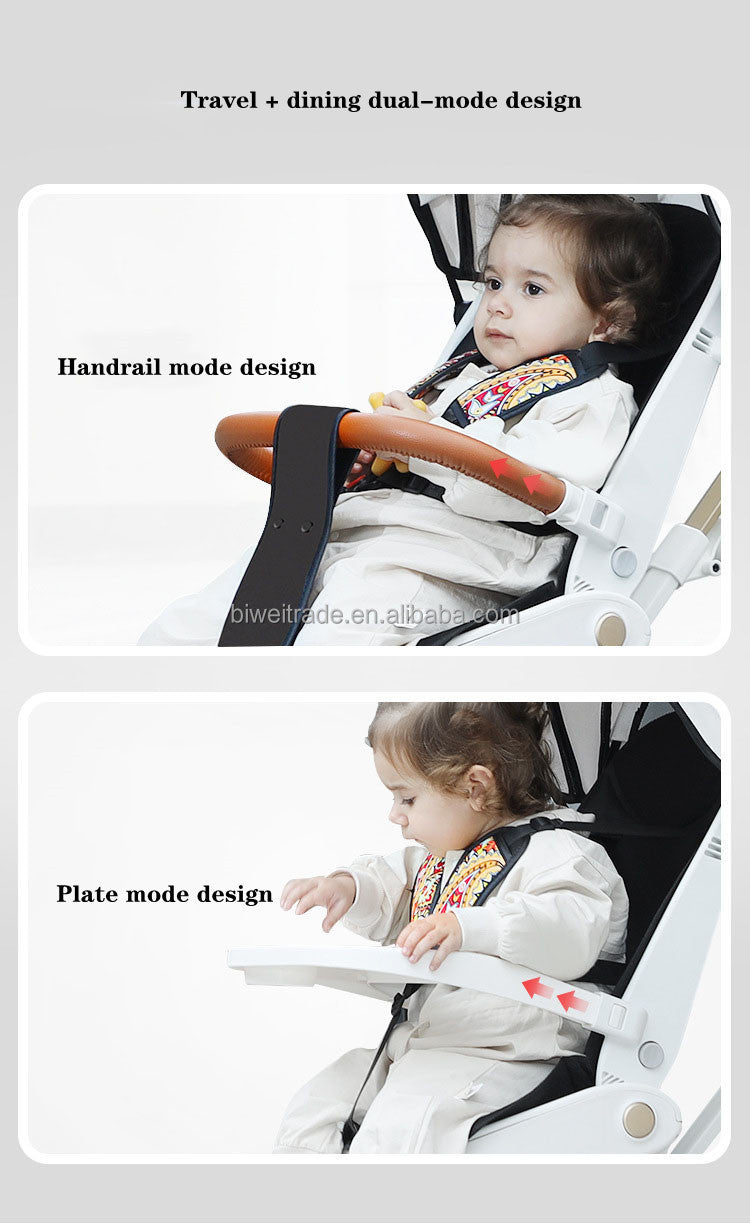 Premium White Adjustable Baby Stroller