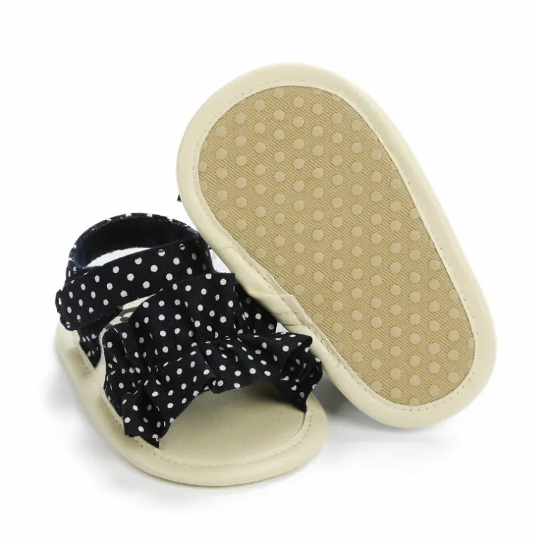 Red And Black Dots Print Toddler Sandal