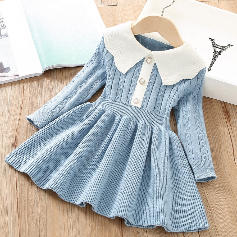 Long Sleeve Princess Knitting Sweater Dress