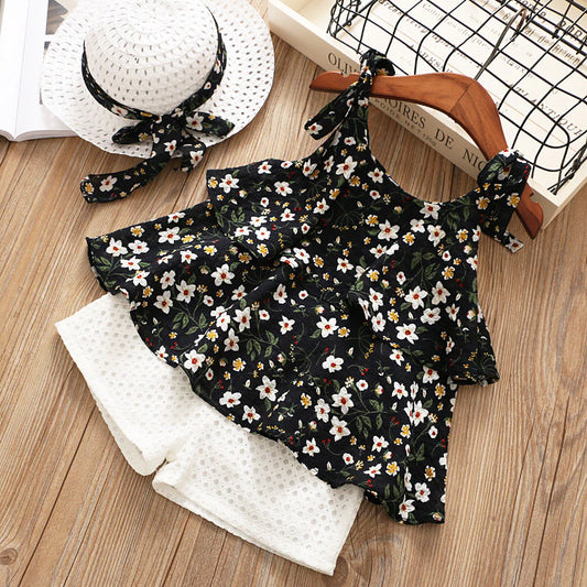 2 Pieces Clothing Floral Chiffon Halter