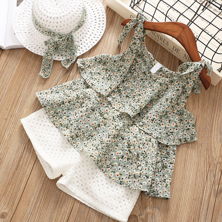 2 Pieces Clothing Floral Chiffon Halter