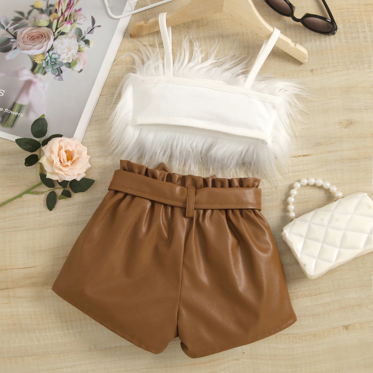 Exclusive Brown Leather Skirt Dress