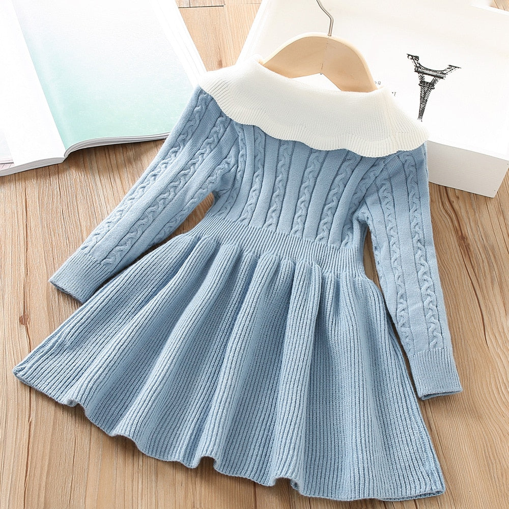 Long Sleeve Princess Knitting Sweater Dress