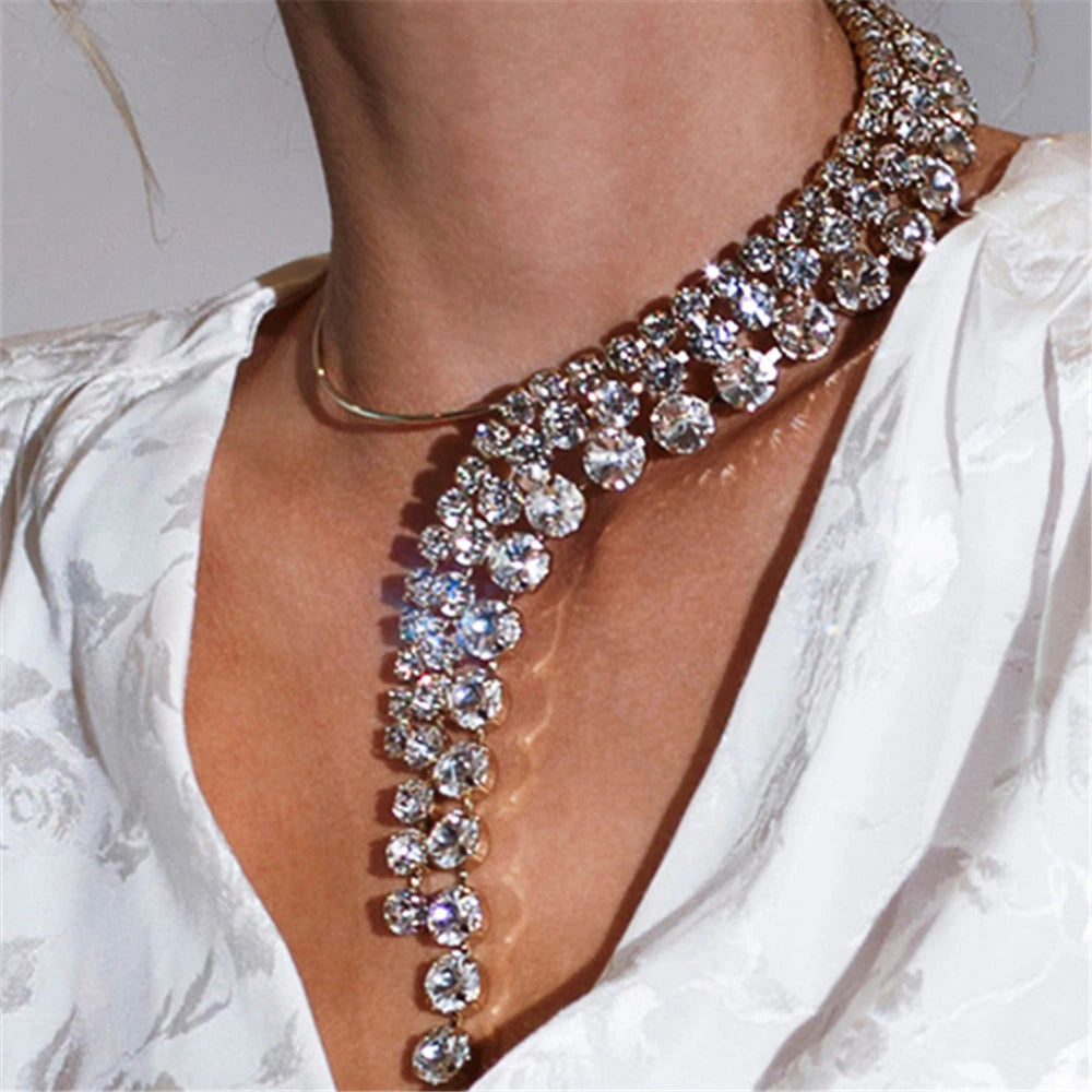 Crystal Round Collar Torques Necklace