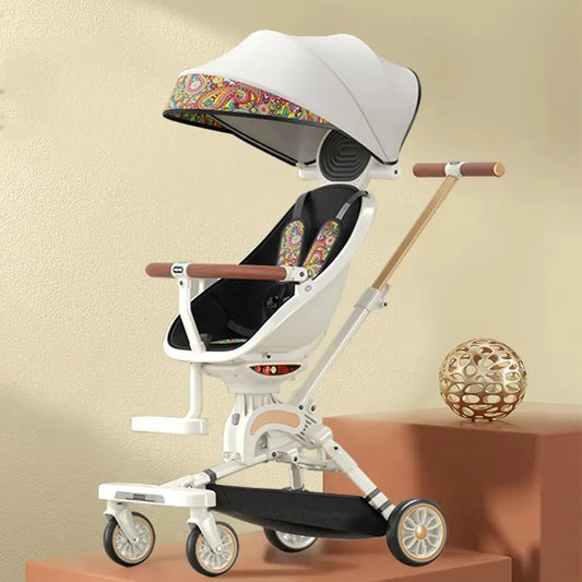 Premium White Adjustable Baby Stroller