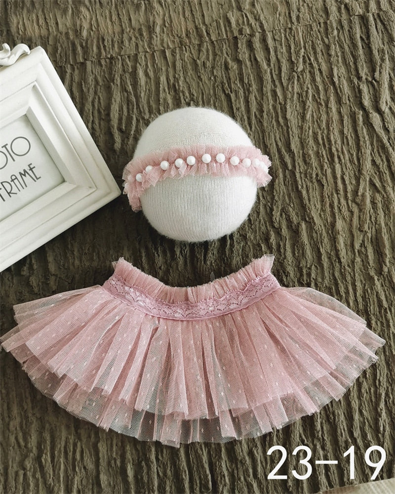 Princess Pearl Headband Tutu Skirt Combo