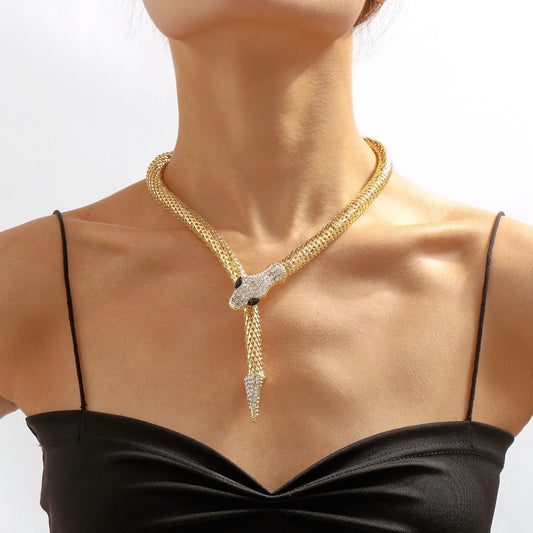 Chic Snake Link Necklace Gold/Silver Accent